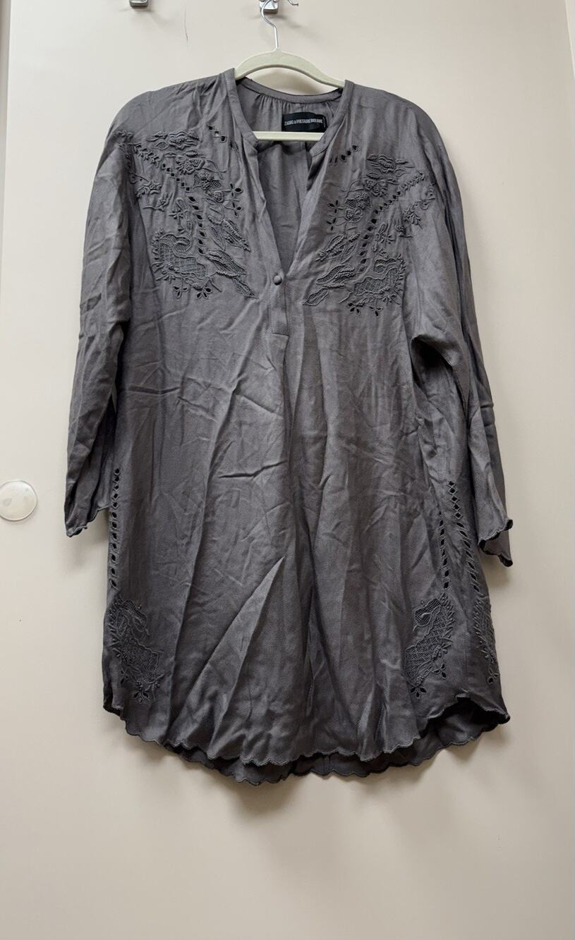 Zadig & Voltaire Long Sleeve Dress Women’s Button pullover gray rine deluxe md